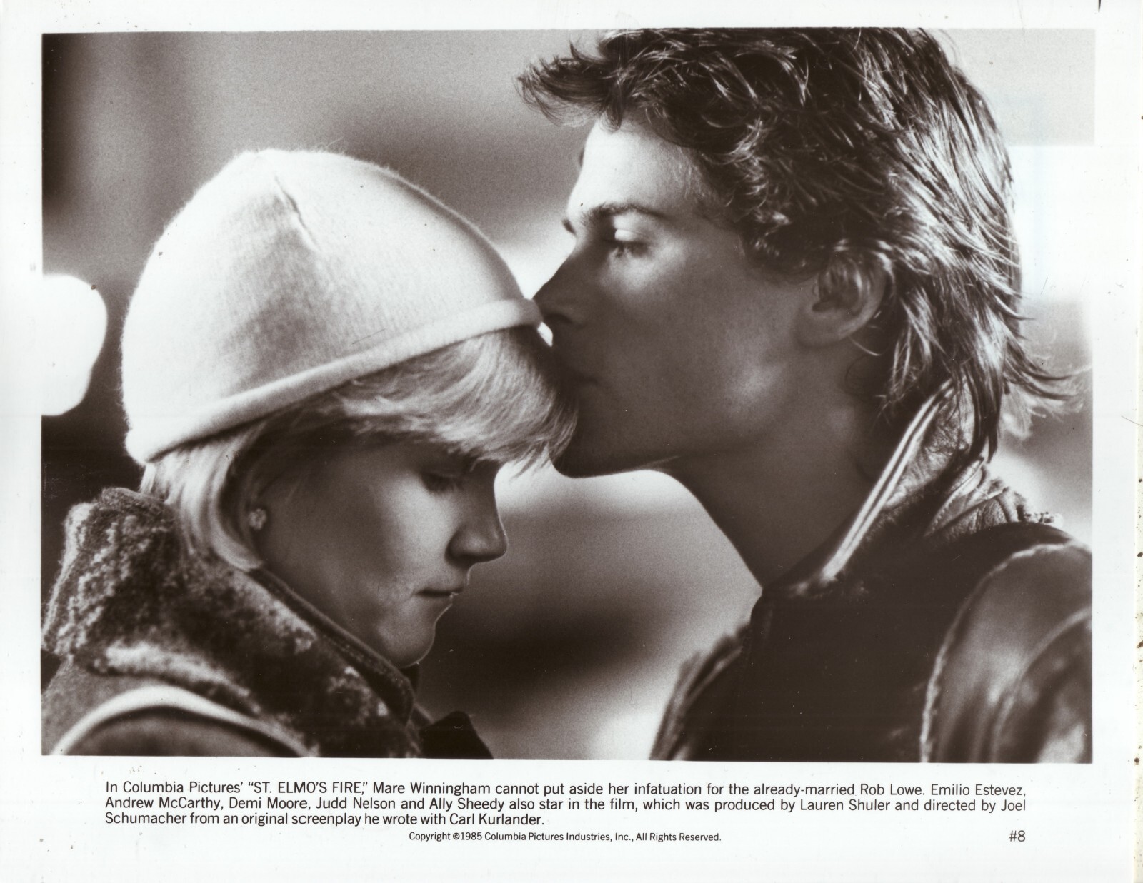 1985 St Elmo’s Fire Marie Winningham Rob Lowe Columbia B&W 8×10 Press Photo