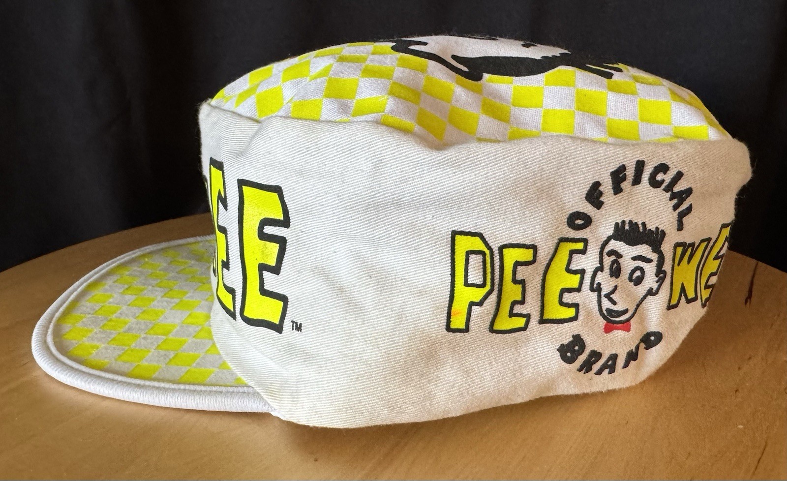 1988 Pee Wee Herman 🔥 YELLOW 🔥CHECKERBOARD Painters Hat 🔥 RARE COLOR Original