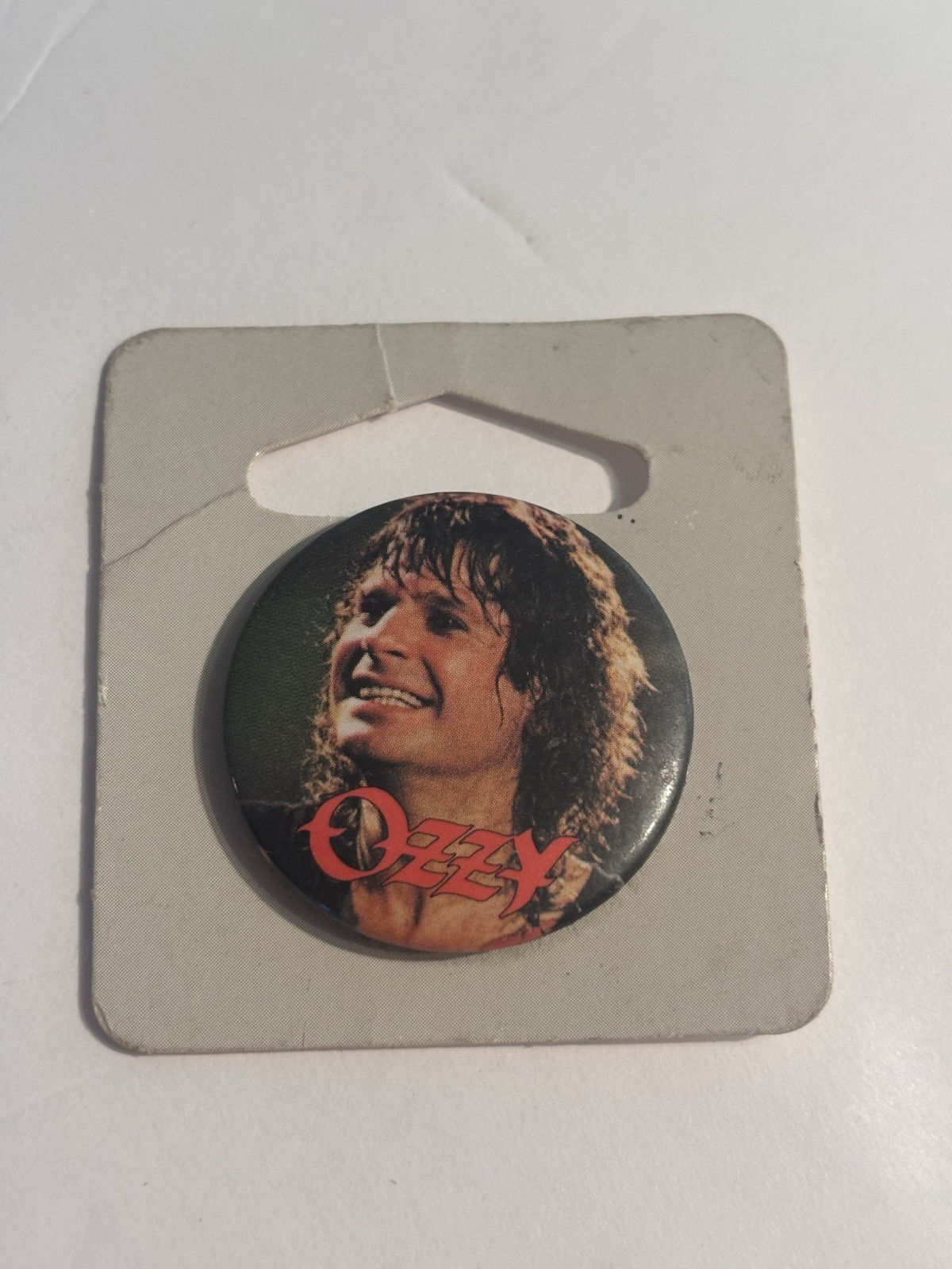 Vtg 1989 OZZY OSBOURNE Pinback Button Badge Carded NOS The Button-Up Co Troy MI