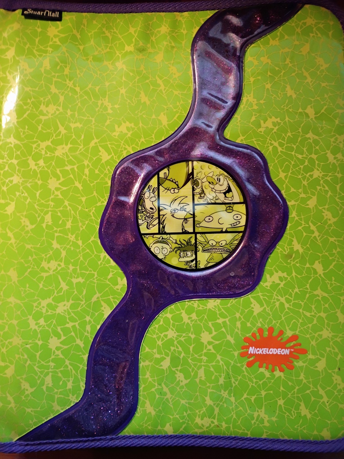 VTG Nickelodeon Green Slime Cartoon Binder By Stuart Hall Classic Characters Y2K