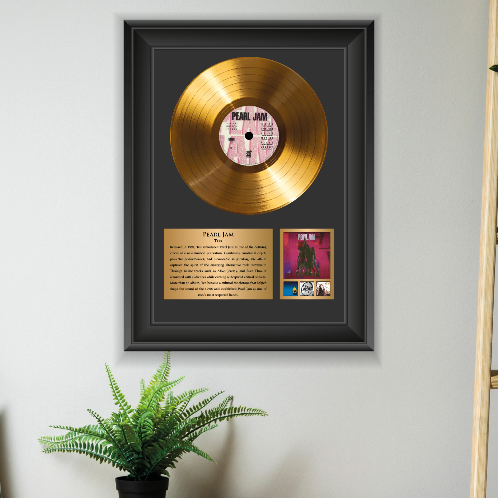 Gold Plated Pearl Jam Vinyl Record Framed Display Music Memorabilia Gift