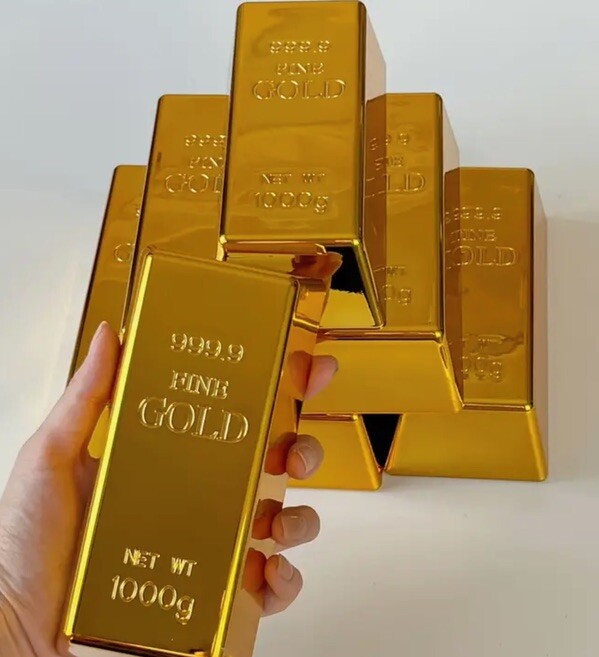 1pc 24k 1000g Luxurious Gold Brick Prop Decor Real Gold Electroplated USA