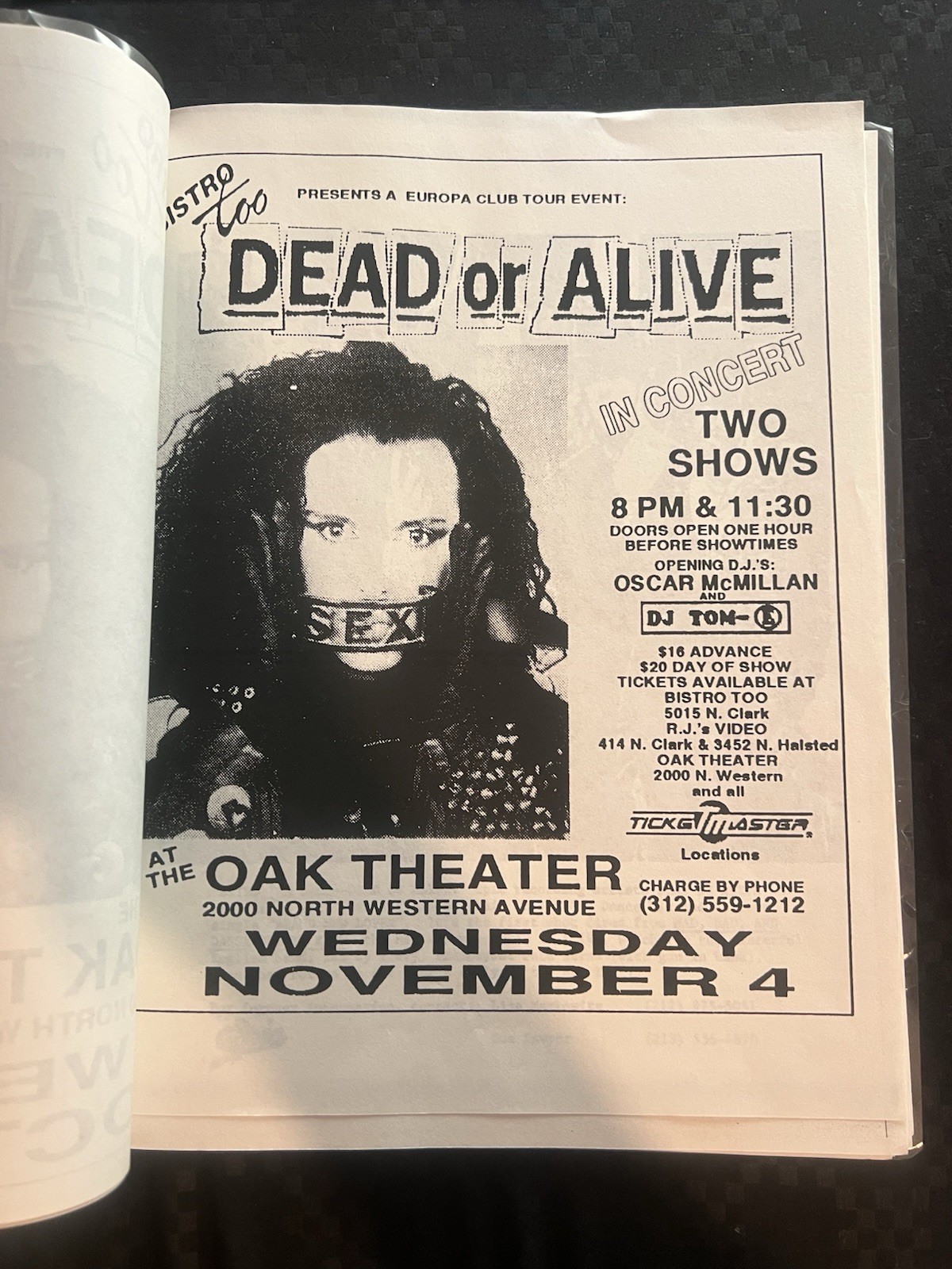 Dead Or Alive Flyers Concert Gigs