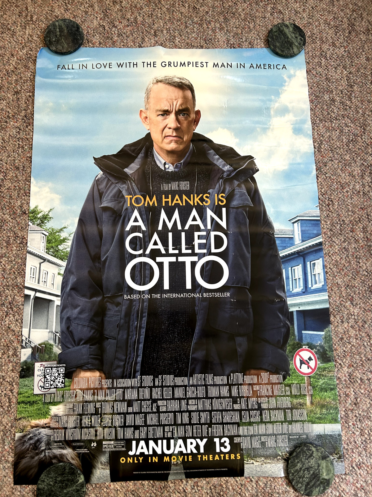 A Man Called Otto Original Theatrical poster Tom Hanks 27×40, Double Sided, Pics