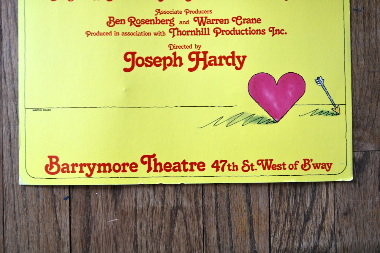 ROMANTIC COMEDY theater window card vintage 1979 MIA FARROW ANTHONY PERKINS