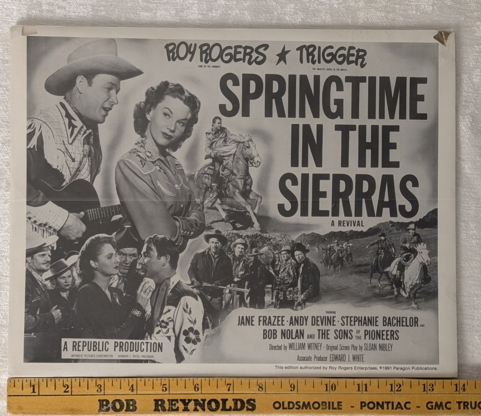 Roy Rogers Trigger Springtime in the Sierras 1991 Paragon Poster Museum Display
