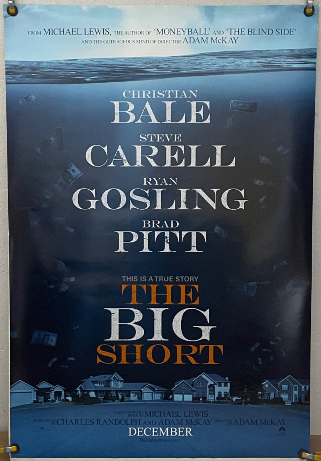 THE BIG SHORT DS ROLLED ORIGINAL ONE SHEET MOVIE POSTER CHRISTIAN BALE (2015)