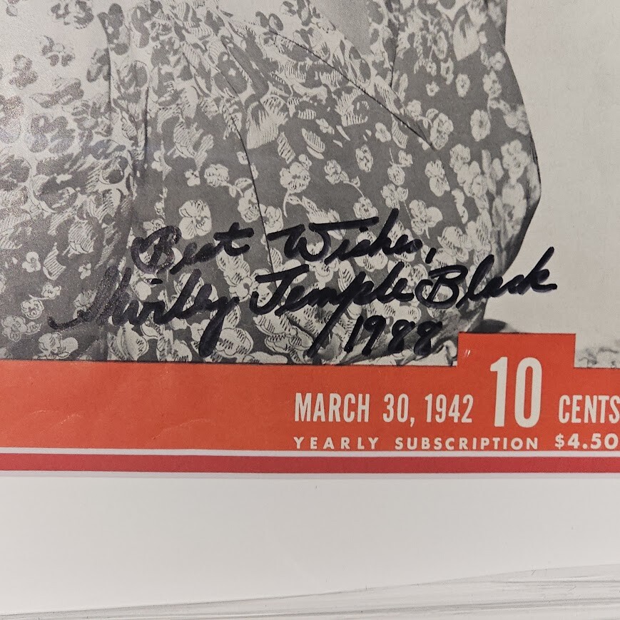 Shirley Tempe Black Signed Autographed Life Magazine 1942 JSA Certified RARE