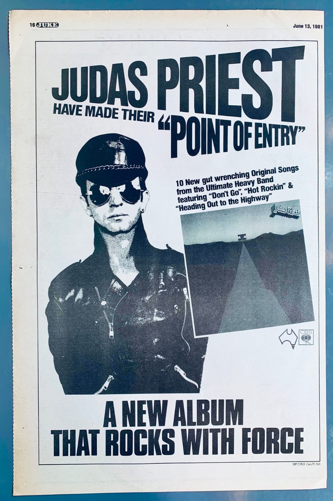 JUDAS PRIEST 1981 Australian POSTER ADVERT POINT OF ENTRY Rob Halford