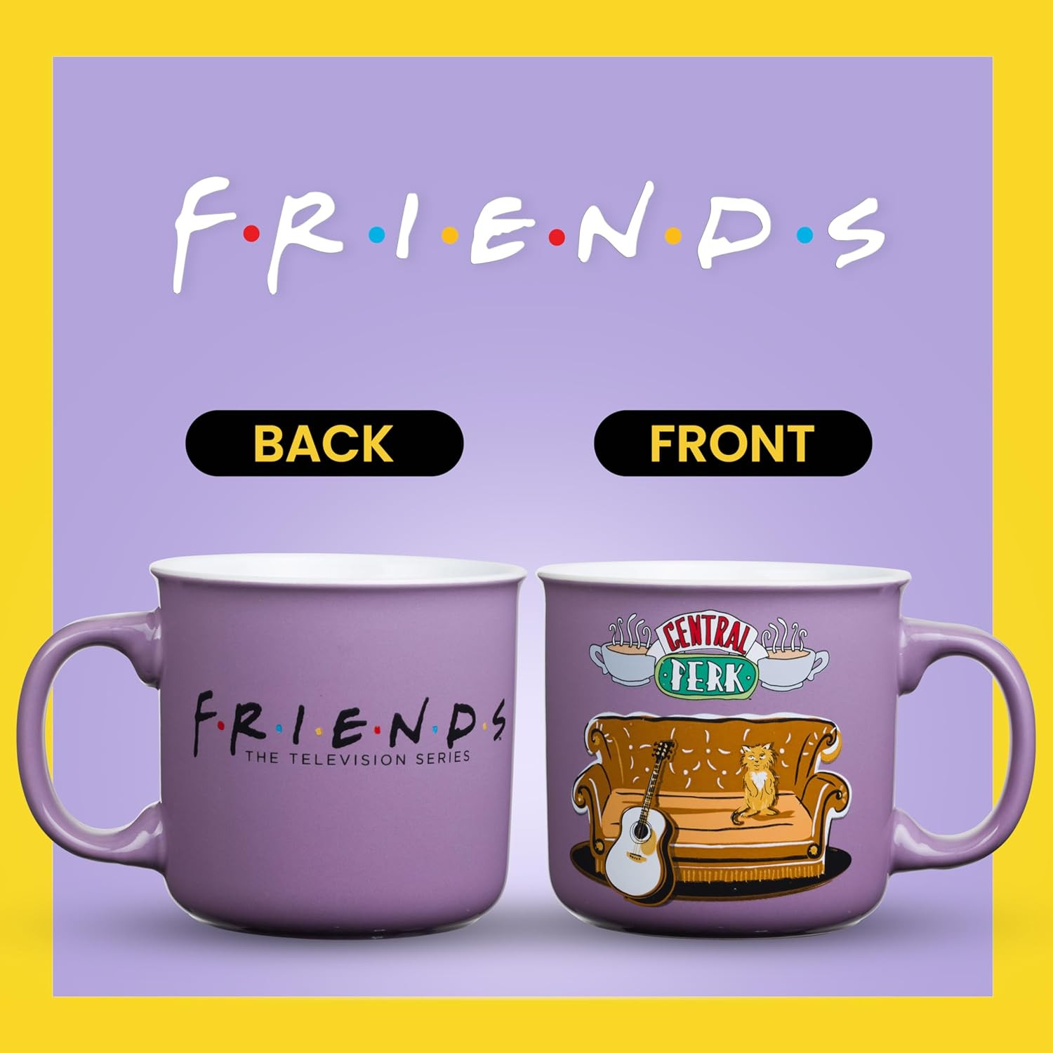 Friends Central Perk Smelly Cat, Iconic Orange Couch, Pheobe’S Guitar Ceramic Ca
