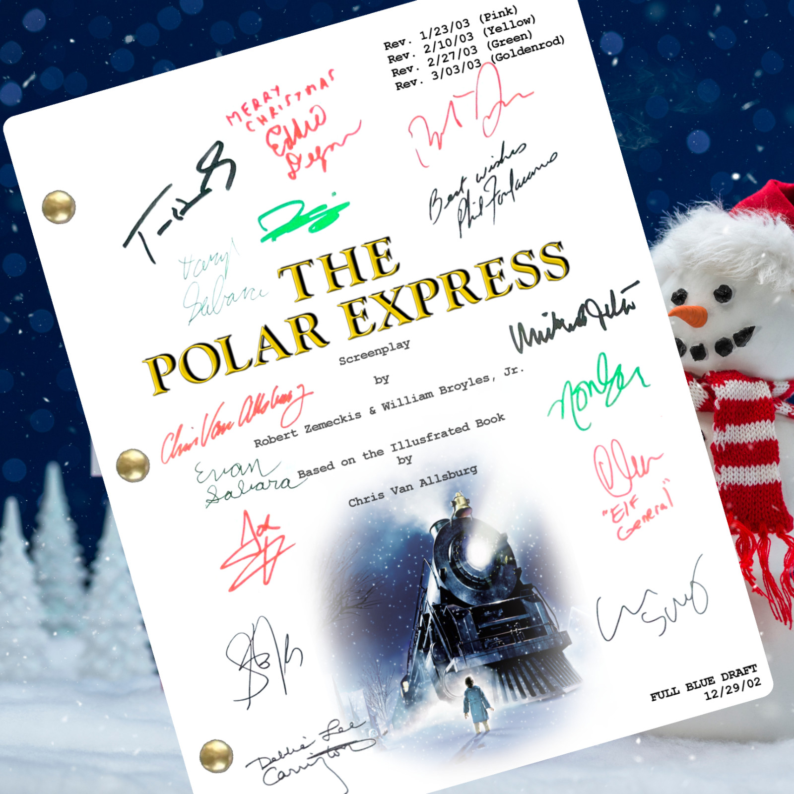 The Polar Express Movie Script Signed, Autographed Reprints, Holiday, Christmas