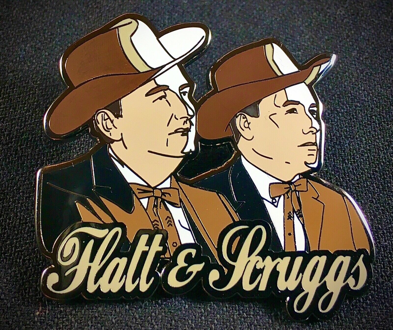 Lester Flatt & Earl Scruggs Gibson Banjo Martin Guitar Bluegrass Hat Lapel Pin