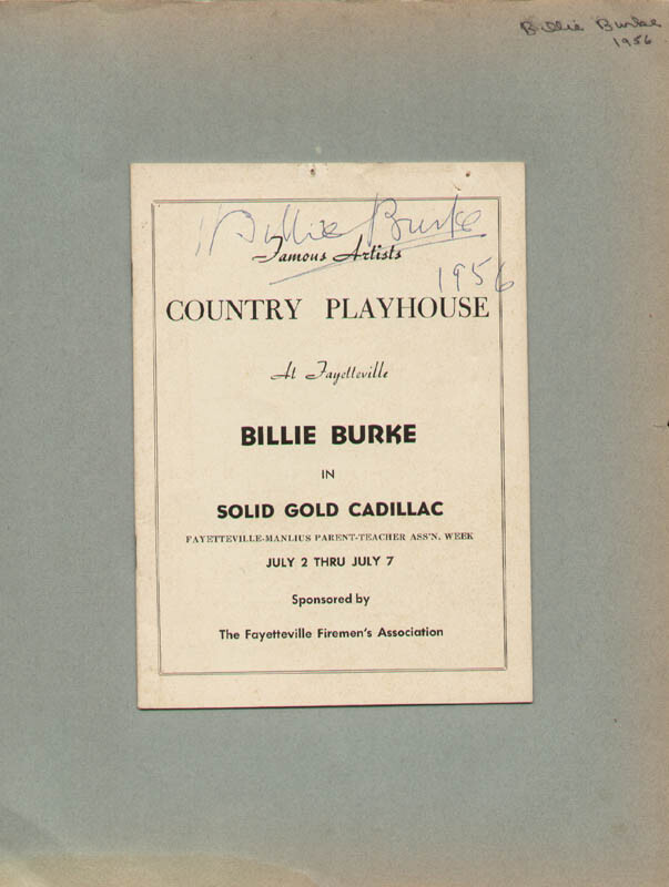 BILLIE BURKE – SHOW BILL SIGNED 1956