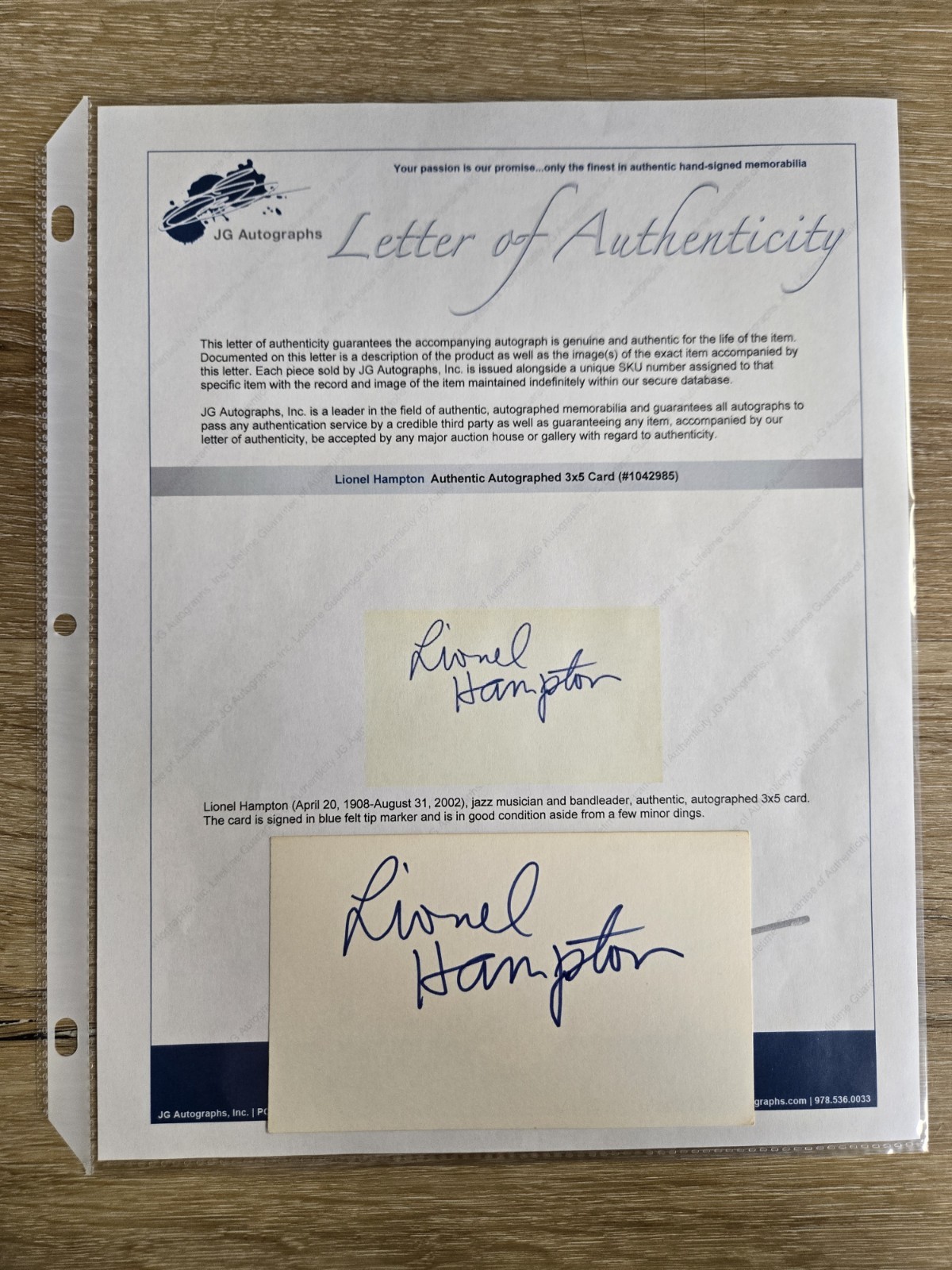 Lionel Hampton (1908 – 2002) Autographed Signed 3×5″ Card Jazz Musician