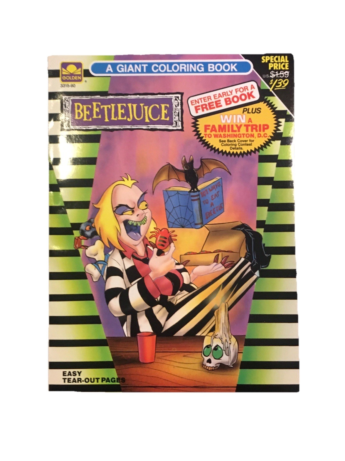 RARE 1990 Beetlejuice Coloring Book Vintage