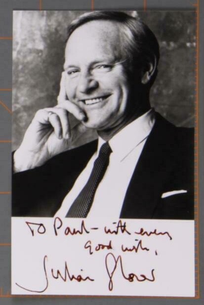 Julian Glover Autographed Front and Back Inscribed Pair 4×6 Photo