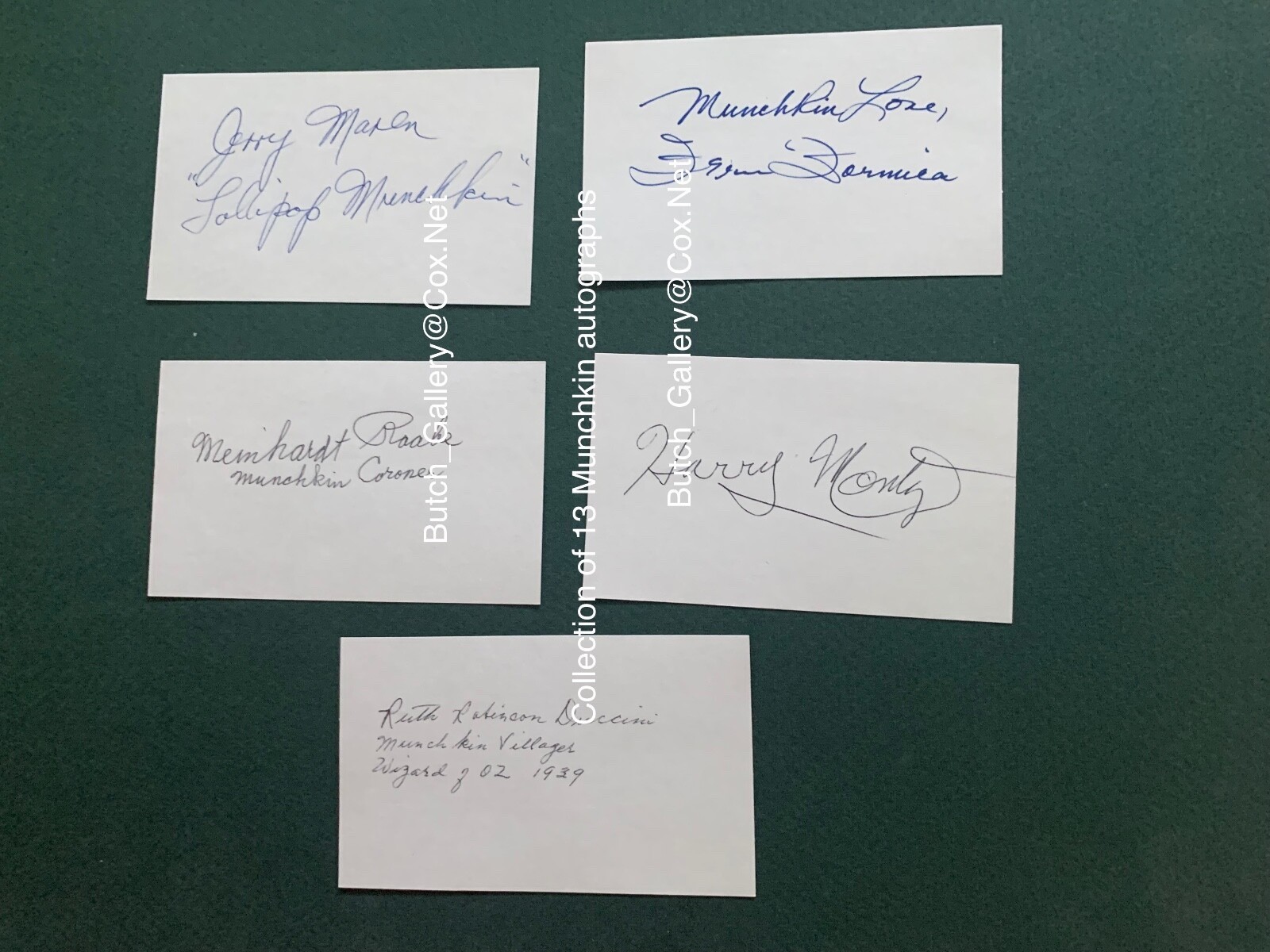 MUNCHKINs from The WIZARD OF OZ 1939 13 autographs signed cards collection