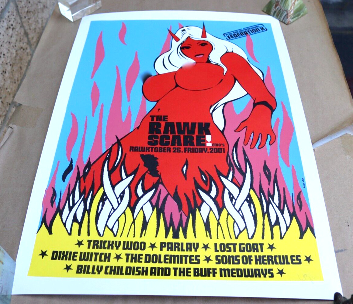 2001 ROCK RAWK SCARE RAWKTOBER EMO’S AUSTIN TRICKY WOO PUNK CONCERT POSTER RARE