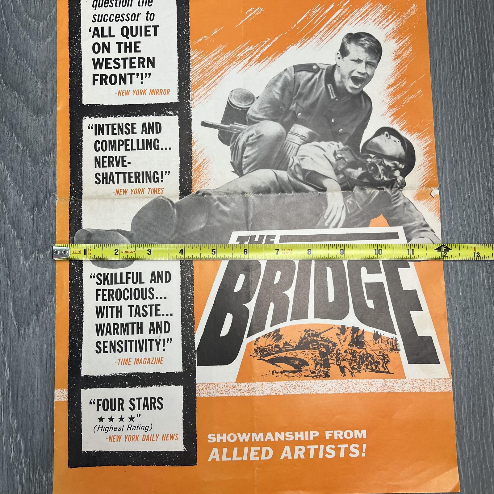 Vintage 1959 The Bridge Allied Artists Movie Pressbook Original War Film Art