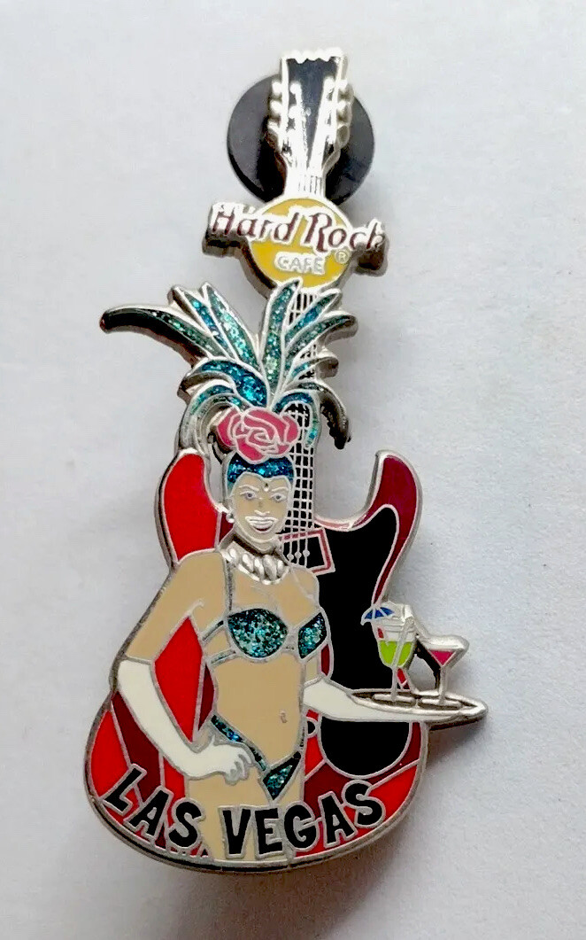 LAS VEGAS🎸Hard Rock CAFE PIN GUITAR Sexy SHOWGIRL Server Girl Collectors Gift
