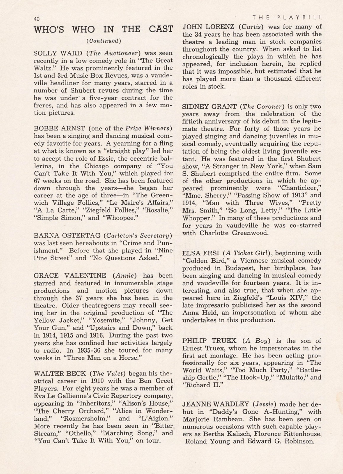 Jack Norworth “THE FABULOUS INVALID” Solly Ward 1938 Broadway Auto Show Playbill