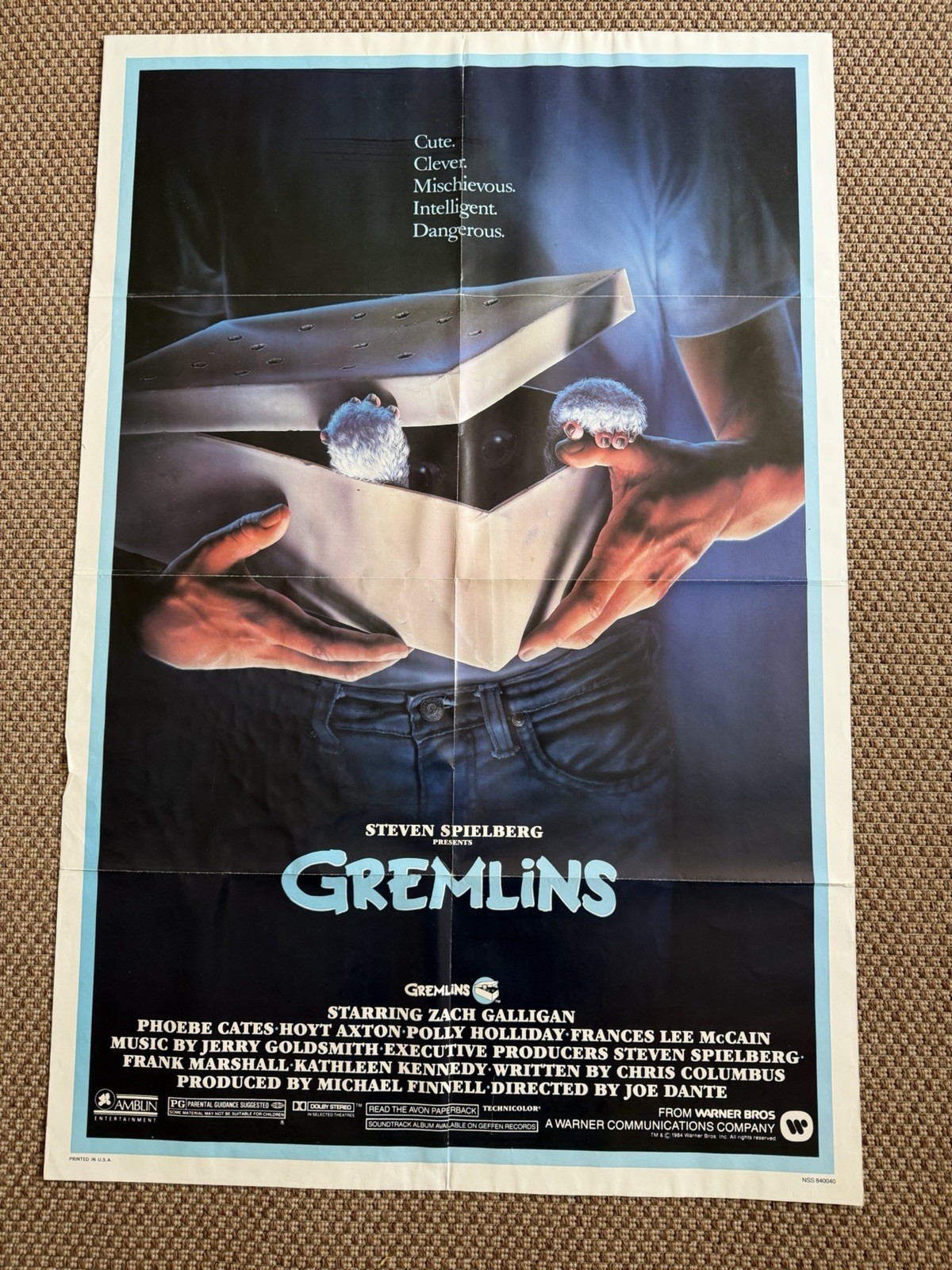 Original 1984 Gremlins Movie Poster 27×40 One Sheet NSS 840040 Vintage
