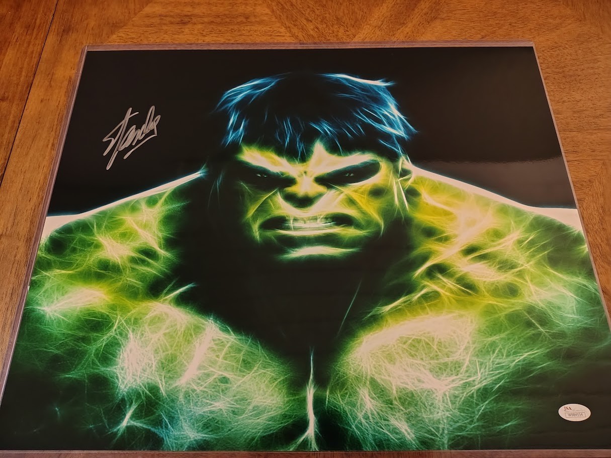 Stan Lee Signed Incredible Hulk VIBRANT 16×20 JSA COA