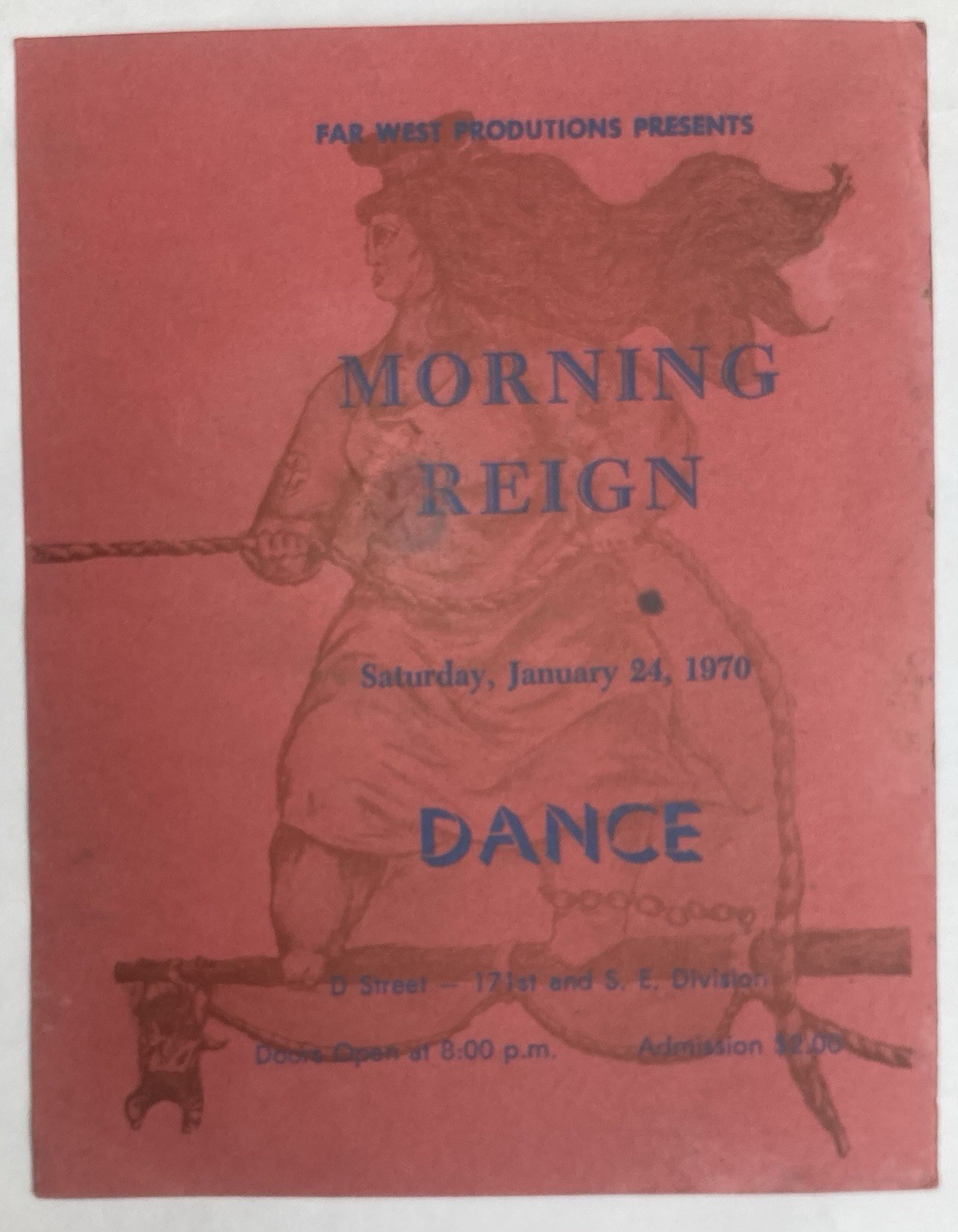 PNW Orig 1970 PNW Psychedelic GARAGE ROCK Handbill MORNING REIGN Portland CORRAL