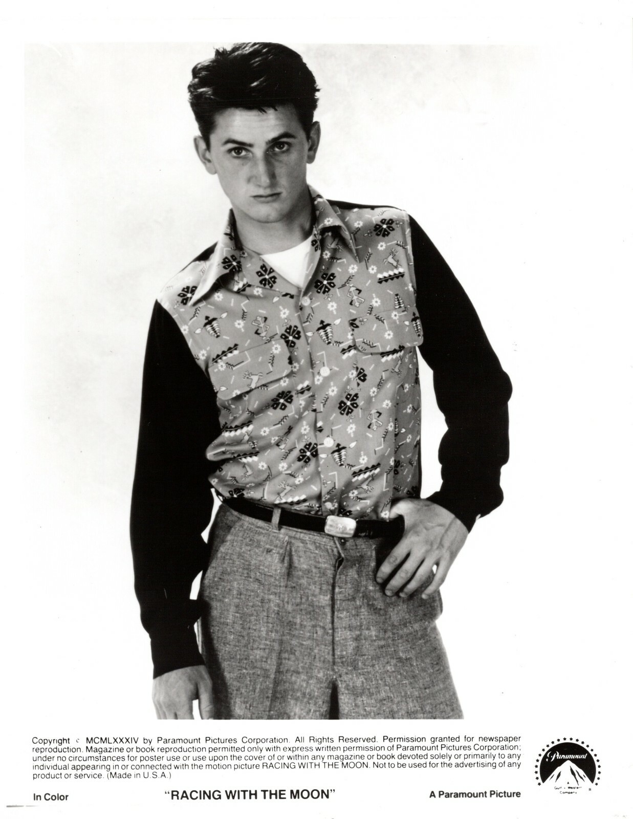Sean Penn 1984 Racing With The Moon B&W 8″x10″ Glossy Promo Movie Photo A5