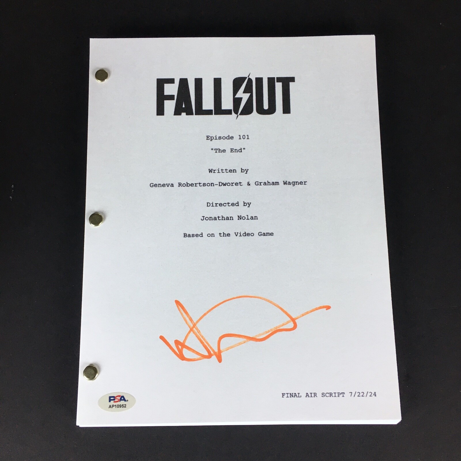 WALTON GOGGINS SIGNED 50 PAGE FALLOUT PILOT SCRIPT PSA DNA AUTOGRAPH