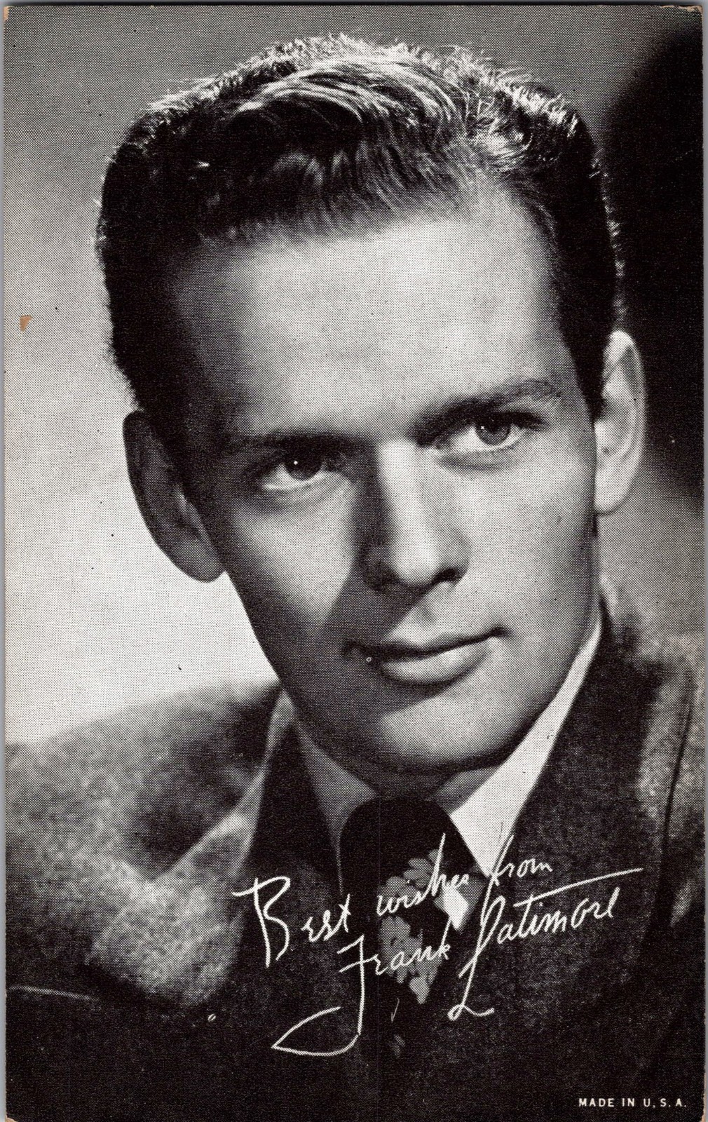 Vintage 3.5 x 5.5 photo card, Frank Latimore
