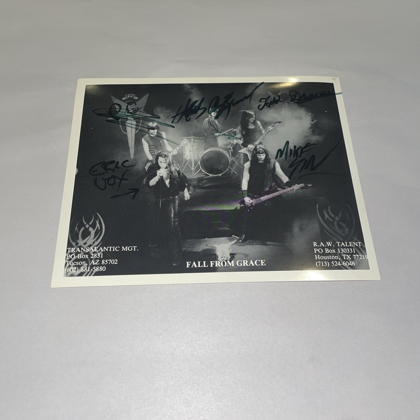 Fall From Grace Band Autographed Promo 8×10 Photo Decade Pittsburgh Venue