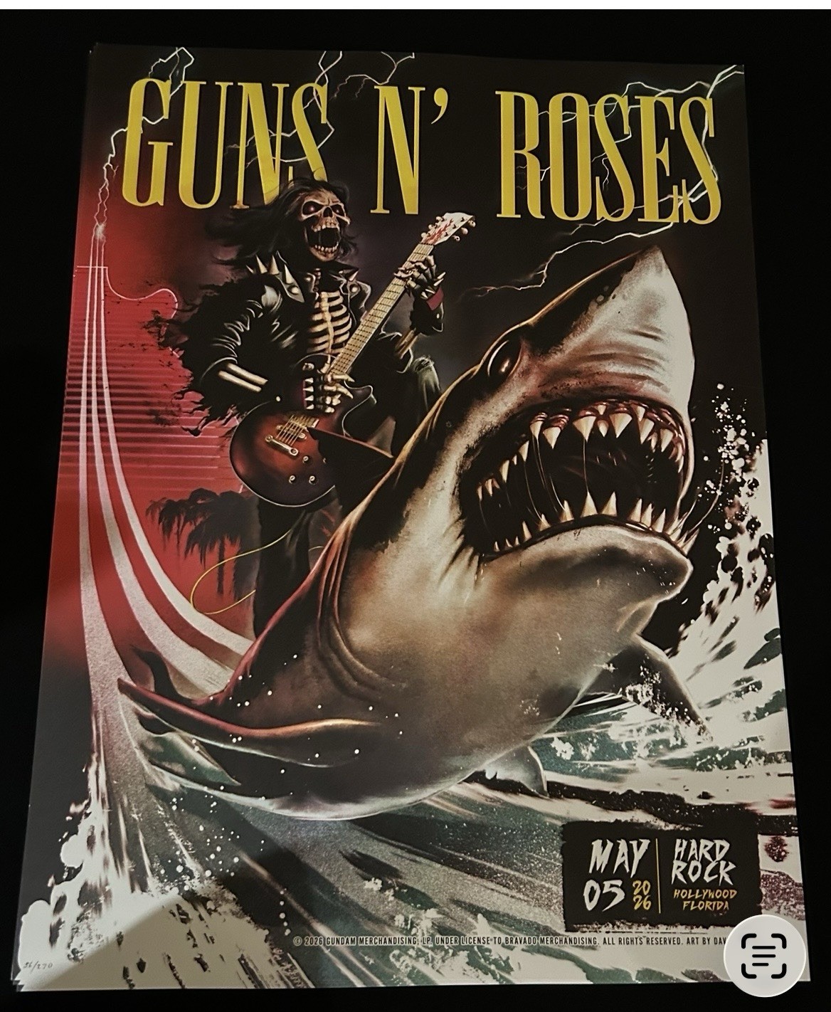 OFFICIAL GUNS N ROSES HARD ROCK HOLLYWOOD FLORIDA 5/5/26 CONCERT POSTER 57/270