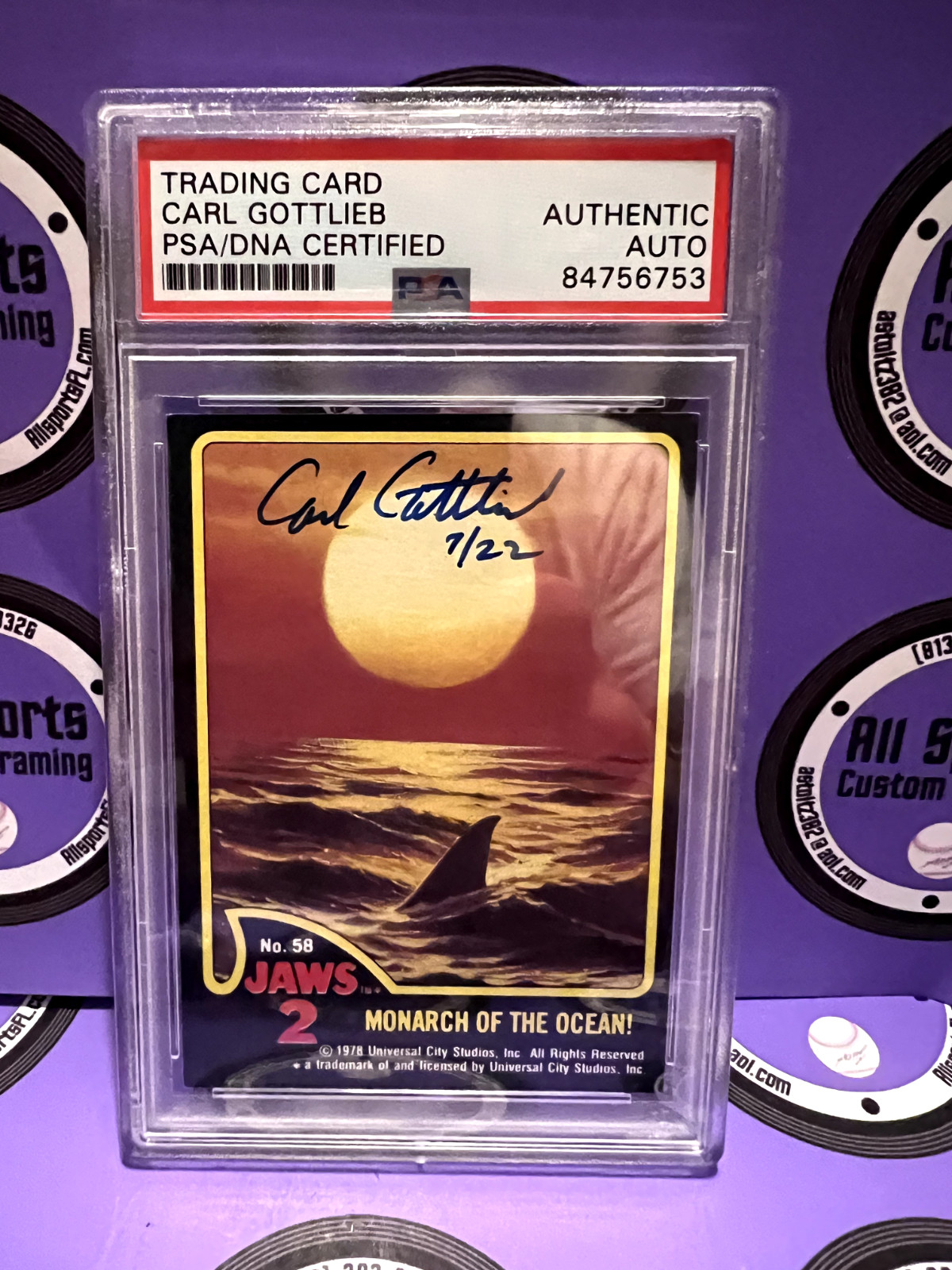 Carl Gottlieb Autographed Signed Jaws 2 Writer Actor Trading Card #58 PSA slab
