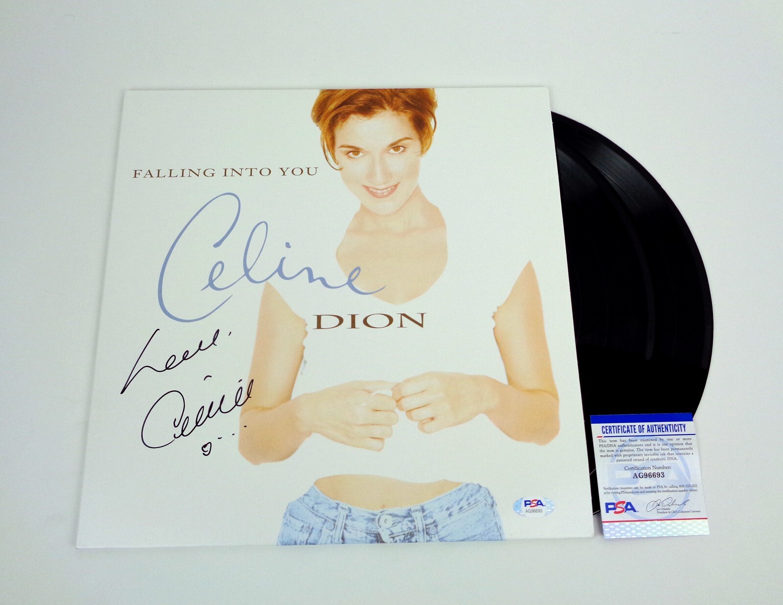 Celine Dion Signed Autograph Falling Into You Vinyl Record Album PSA/DNA COA