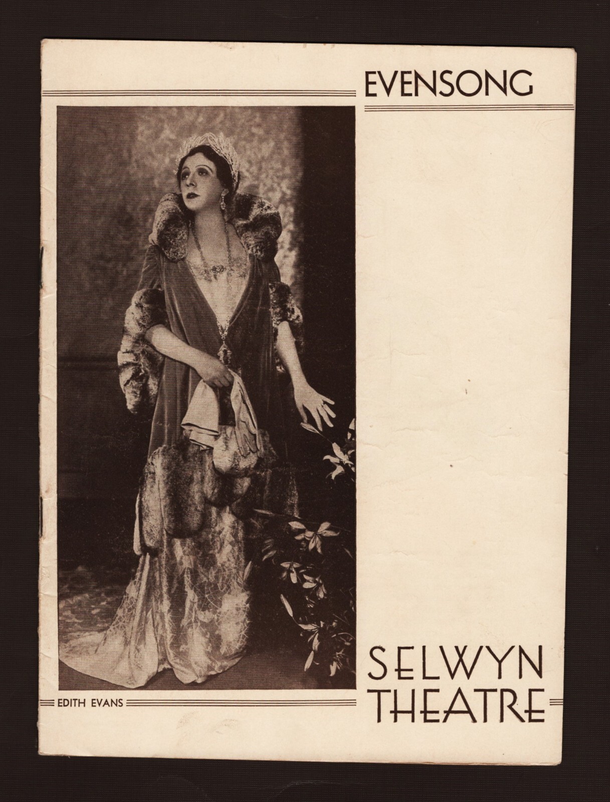 Edith Evans “EVENSONG” Jane Wyatt / Owen Davis, Jr. 1933 Broadway FLOP Playbill