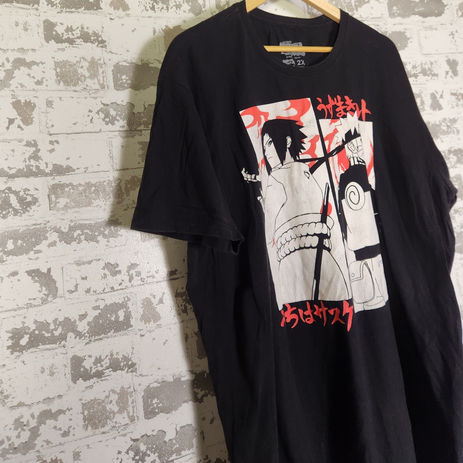 Naruto Shippuden Sasuke T-Shirt Ripple Junction Men’s 2X Black Graphic Anime Tee