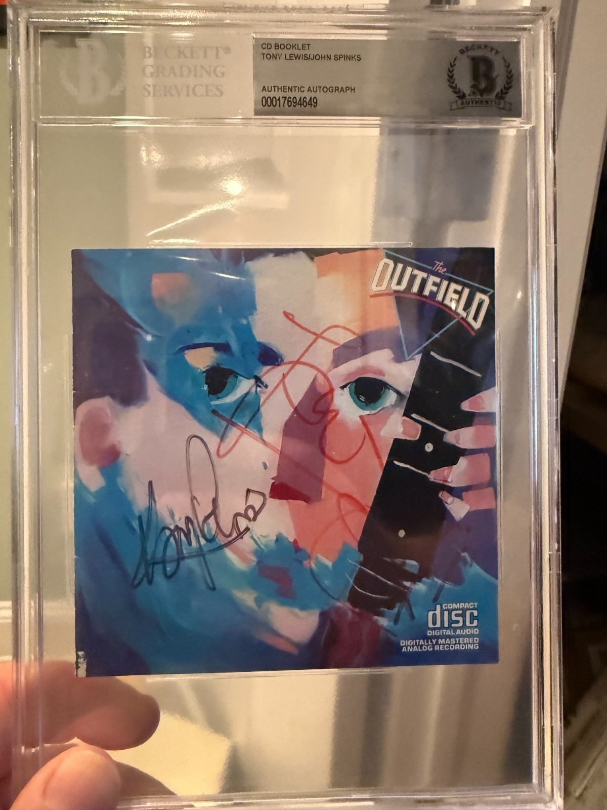 The Outfield signed cd, Beckett slabbed Tony Lewis, John Spinks