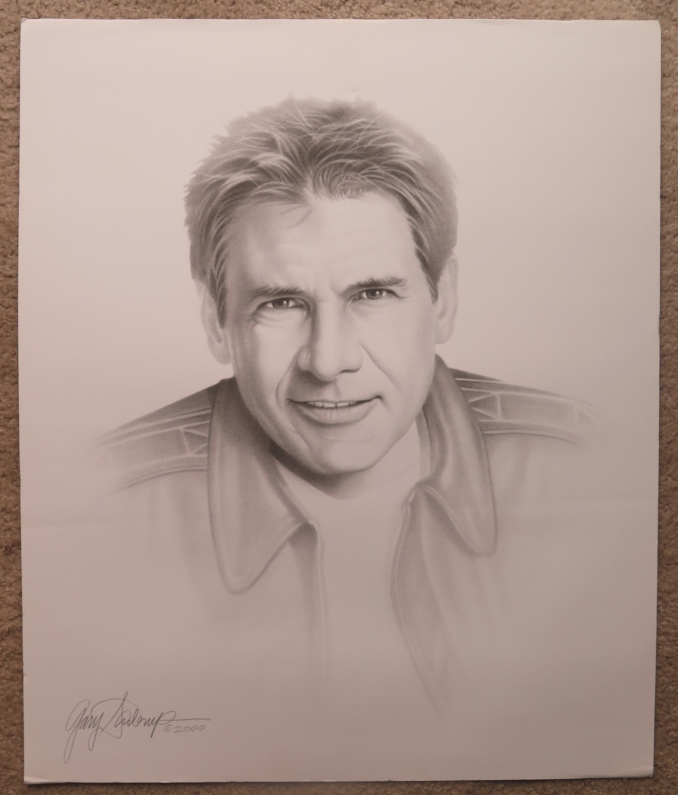 Gary Saderup Harrison Ford 24 x 20 Charcoal Pencil Print Poster Star Wars Raider