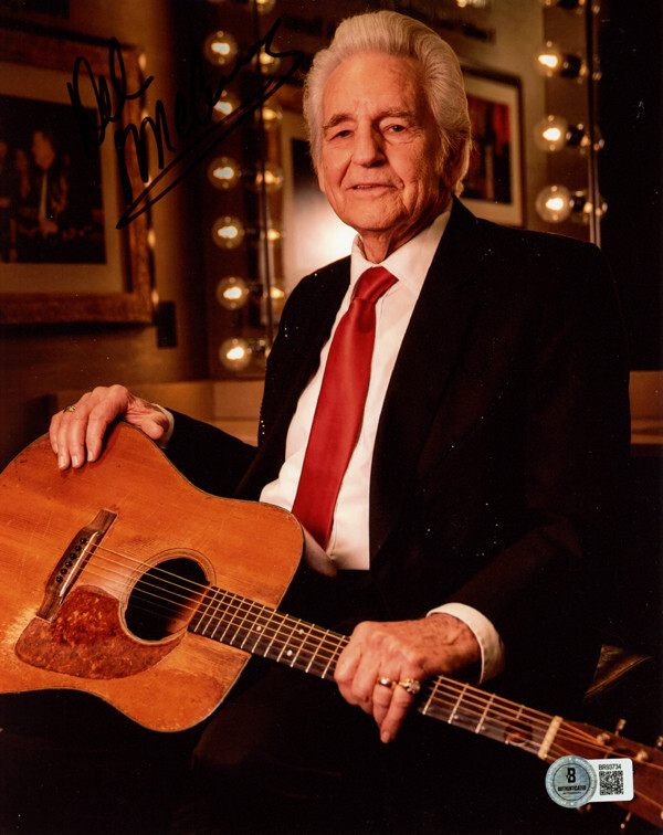 DEL MCCOURY SIGNED AUTOGRAPHED 8×10 PHOTO FAMOUS BLUEGRASS MUSICIAN BECKETT BAS