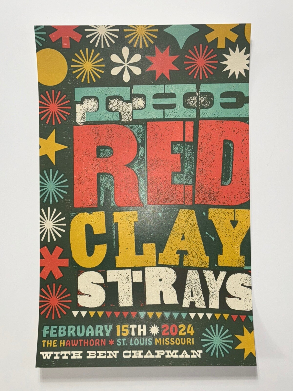 The Red Clay Strays Poster The Hawthorn St Louis MO 2024 Letterpress Official!