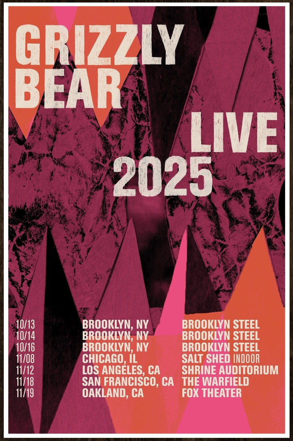 GRIZZLY BEAR Tour 2025 Ltd Ed RARE Tour Poster +BONUS Indie Rock Folk Poster!