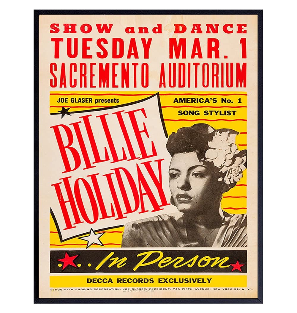 Billie Holiday Poster Wall Art & Decor – LARGE 11X14 11″L x 14″W, Multicolor