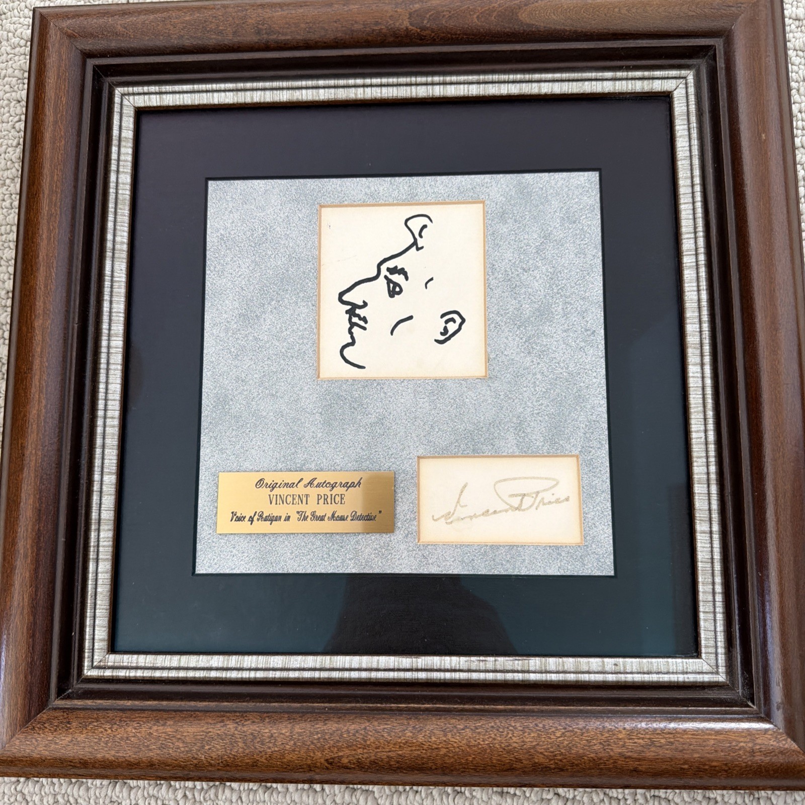 Vincent Price Auto And Character Drawing-COA Walt Disney World