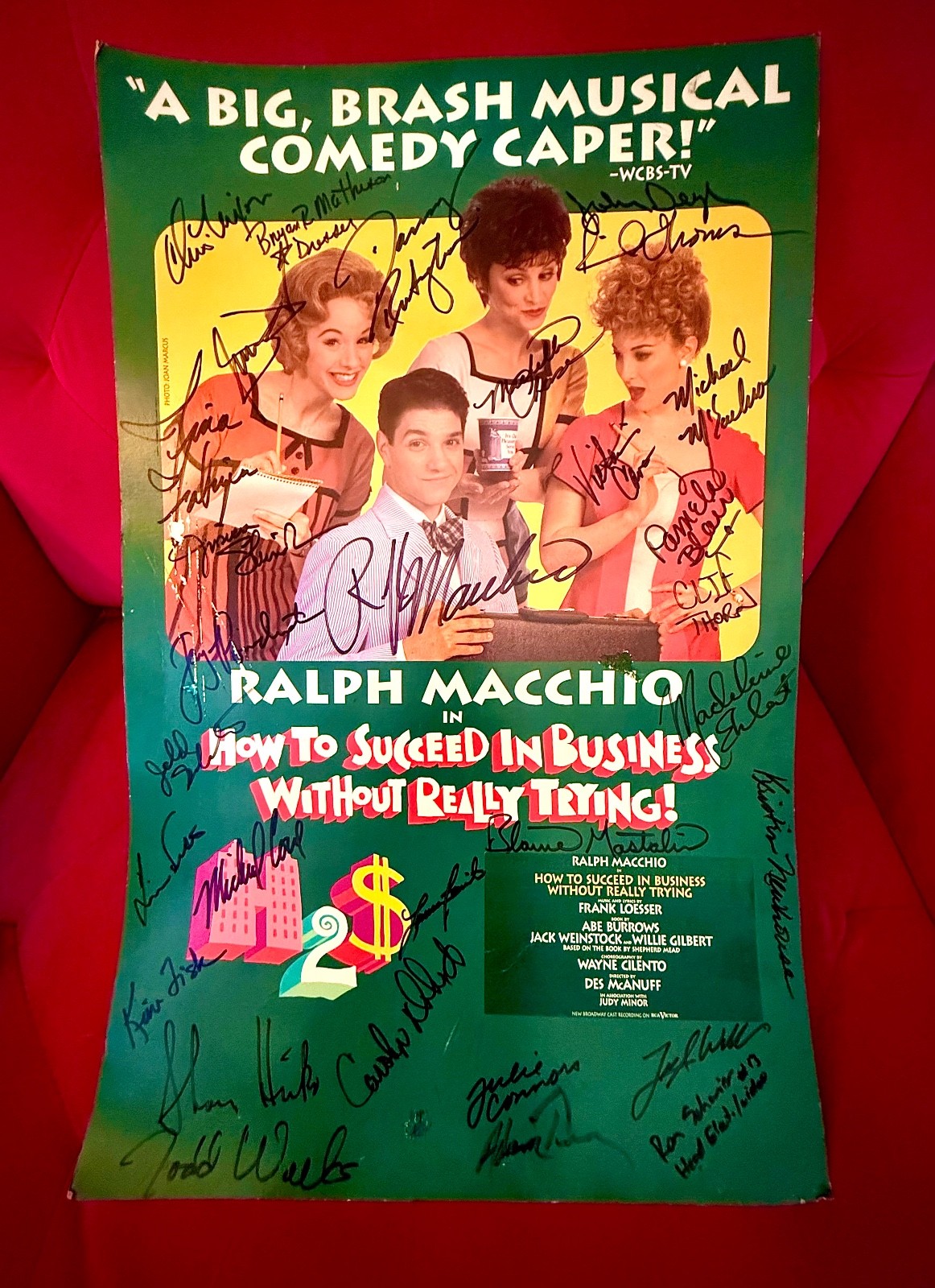 How to Succeed in Business Window Card – Cast Signed – Ralph Macchio (H2$) 1996