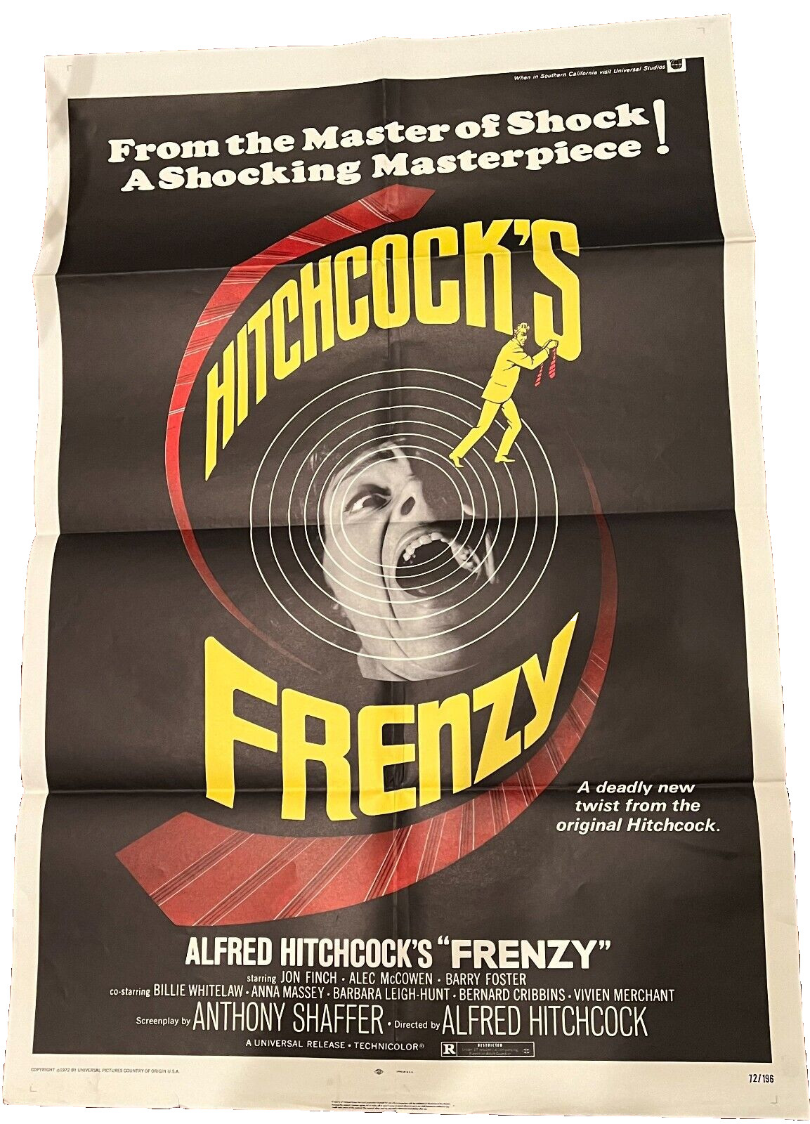 Alfred Hitchcocks Frenzy 1972 Jon Finch Original Vintage One Sheet Movie Poster