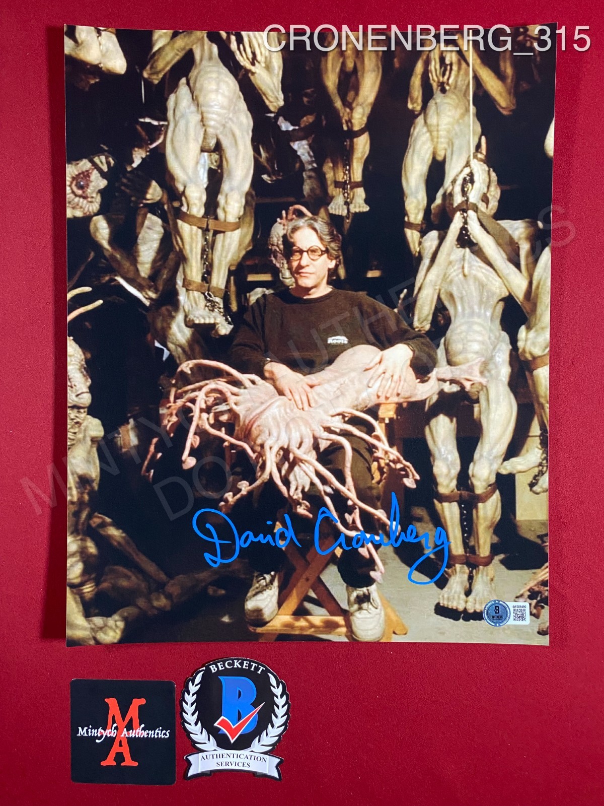 David Cronenberg autographed signed 11×14 photo Director pose Beckett COA