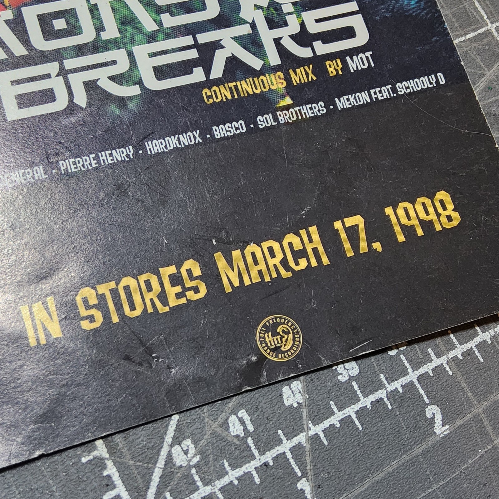 Monster breaks Postcard 1998 virgin mega store promo card 6×4 live performance