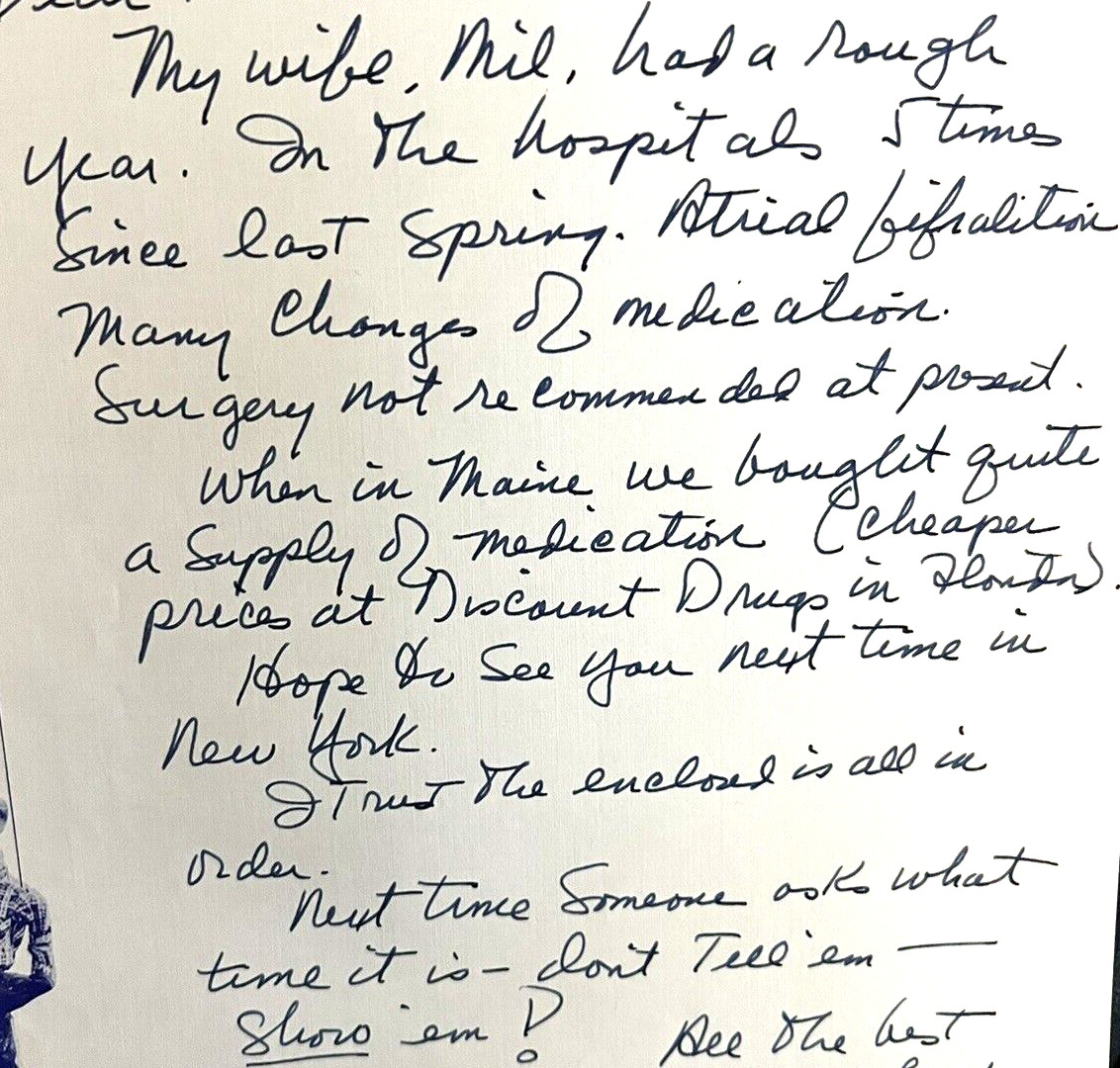 HOWDY DOODY BUFFALO BOB SMITH ORIG. 1989 SIGNED ALL-HANDWRITTEN LETTER!!!!
