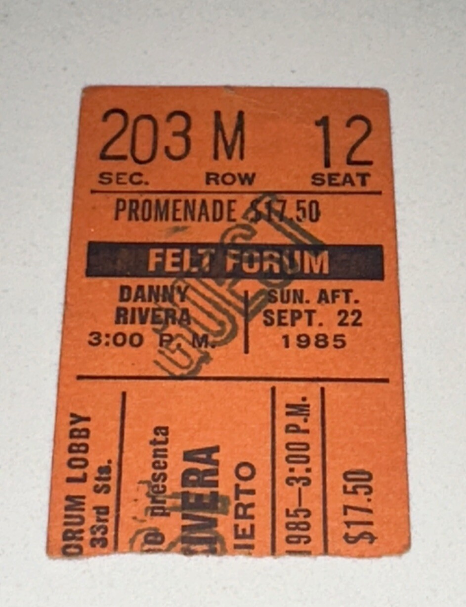 Danny Rivera Latin Concert Ticket Stub MSG NYC Felt Forum Salsa Music 1985